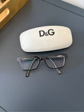 Vintage D&G Black Square Frame Glasses with White Branded Case